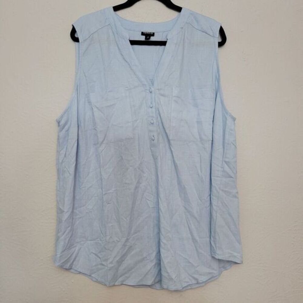 Torrid 2 Top Linen Blend Light Blue Sleeveless‎ V-Neck